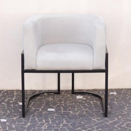 Poltrona Elegance Pé Preto Assento Off White 72x68x63cm - 3