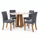 Ver imagem 3 de Conjunto Sala de Jantar Mesa Lisa 120cm com Tampo MDF e Vidro Redonda 4 Cadeiras Lily