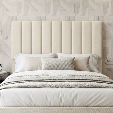 Cabeceira Cama Box Casal 140 cm Dália W01 Linho Champanhe - Lyam Decor