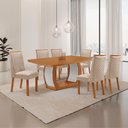 Ver imagem 2 de Mesa de Jantar Milena Yasmin 180 cm Tampo MDF Canto Copo Laminado com 6 Cadeiras Moderna Mobília