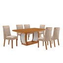 Ver imagem 1 de Mesa de Jantar Milena Yasmin 180 cm Tampo MDF Canto Copo Laminado com 6 Cadeiras Moderna Mobília