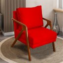 Ver imagem 2 de Poltrona Decorativa para Sala Recepção Consultório Reforçada em Madeira Maciça Shine Suede