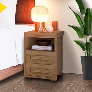 Mesinha para Cabeceira Retrô 2 Gavetas 1 Nicho Castanho Yumi Jm Móveis