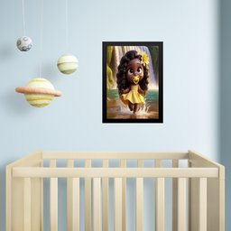 Quadro Infantil Orixá Criança Oxum 24x18cm:moldura Preta - 2