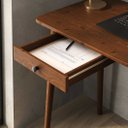 Ver mais imagens de Mesa Escritório de Canto Modular Minimalista 110 a 145 cm Madeira Castanho Angolo Idimex