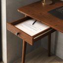 Ver imagem 7 de Mesa Escritório de Canto Modular Minimalista 110 a 145 Cm Madeira Castanho Angolo