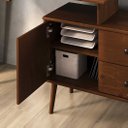 Ver imagem 7 de Mesa Escritório de Canto Modular Minimalista 110 a 145 cm Madeira Castanho Angolo Idimex