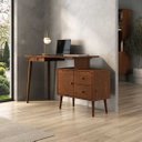 Ver imagem 3 de Mesa Escritório de Canto Modular Minimalista 110 a 145 cm Madeira Castanho Angolo Idimex