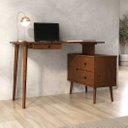Ver imagem 4 de Mesa Escritório de Canto Modular Minimalista 110 a 145 cm Madeira Castanho Angolo Idimex