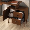 Ver imagem 6 de Mesa Escritório de Canto Modular Minimalista 110 a 145 cm Madeira Castanho Angolo Idimex