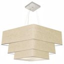 Ver imagem 1 de Lustre Pendente Triplo Quadrado Md-4165 Cúpula em Tecido 80x70x60cm Rustico Bege - Bivolt