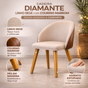 Ver imagem 4 de Kit 2 Cadeiras Jantar Diamante Linho e Couro Estofada Madeira