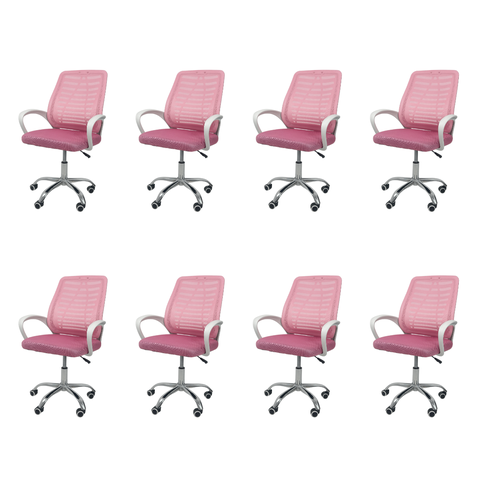 Cadeira de Escritório Oficial Esteirinha Mesh Ergonômica Giratória - Rosa - 8