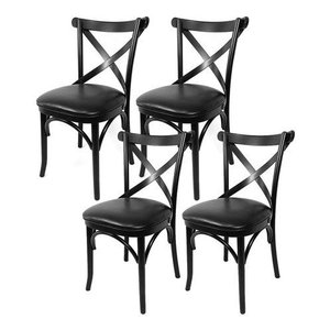 4 Cadeira Madeira Sala De Jantar Cozinha Gourmet Luxo Preta