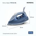 Ver imagem 2 de Ferro a Vapor Seco Mondial Fvn-02-Bl Base Cerâmica Azul 1800W 220V