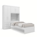 Ver imagem 3 de Guarda-Roupa Infantil Juvenil com Cama de Solteiro e Baú Advantage 4 Portas 3 Gavetas Branco