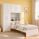 Ver imagem 1 de Guarda-Roupa Infantil Juvenil com Cama de Solteiro e Baú Advantage 4 Portas 3 Gavetas Branco