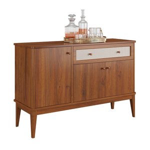 Balcão de Madeira Maciça 3 Portas e 1 Gaveta Viena Amêndoa