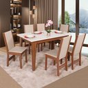 Ver imagem 1 de Conjunto Mesa Retangular Sophia com 6 Cadeiras Melina Fosca Asgard Bege Naturalle e Off White