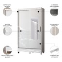 Ver imagem 3 de Guarda Roupa Solteiro 107cm 2 Portas com Espelho Thales Branco S01 - Mpozenato