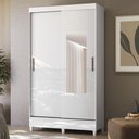 Ver imagem 1 de Guarda Roupa Solteiro 107cm 2 Portas com Espelho Thales Branco S01 - Mpozenato