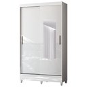 Ver imagem 2 de Guarda Roupa Solteiro 107cm 2 Portas com Espelho Thales Branco S01 - Mpozenato