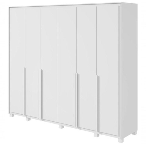 Guarda Roupa Casal Imperatore 6 Portas de Bater 8 Gavetas MDF com Espelho Branco Móveis Lopas