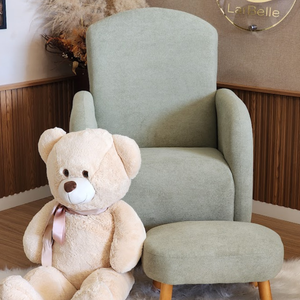 Poltrona Amamentação Puff Organite Base Canoa Bouclê Verde Sálvia - Hamonica Moveis