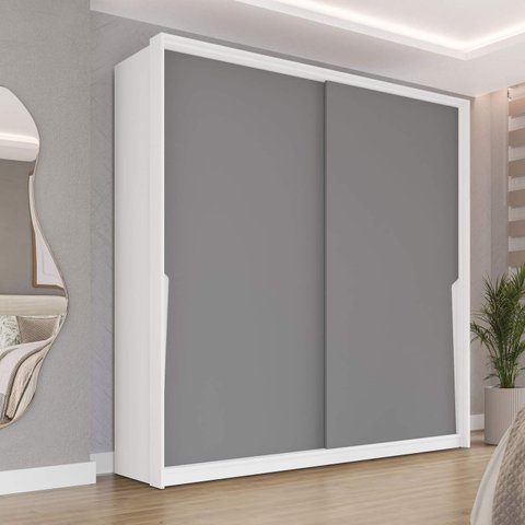 Guarda Roupa Solteiro com 2 Portas de Correr e 2 Gavetas 240826 Linha Porto Politorno Móveis