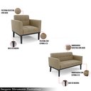 Ver imagem 3 de Conjunto Poltrona e Namoradeira Decorativa Karen Pés Fixo em Madeira Preto Suede Nude G19 - Gran Bel