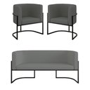 Ver imagem 1 de Kit 2 Poltronas Sofá 2 Lugares Base de Metal Black Veludo Cinza