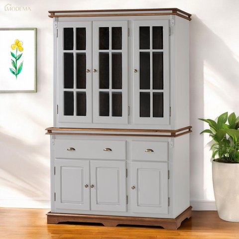 Cristaleira Arca e Oratório 6 Portas 2 Gavetas Manchester 2058 - Off White/imbuia Glazer