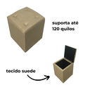 Ver imagem 3 de Puff Bau Quadrado Decoração Guarda Brinquedos Assento - Bege