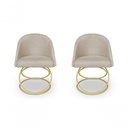 Ver imagem 1 de Kit 2 Cadeira de Jantar Luxo Base de Metal Dourado Sala Esritório Recepção Suede Veludo Bege do