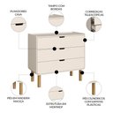 Ver imagem 6 de Cômoda Luara 3 Gavetas MDF-MDP Pé Torneado Off White Mpozenato