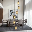 Ver imagem 1 de Lustre para Sala Cúpula Fumê 6 Lâmpadas Pé Direito Alto