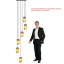 Ver imagem 7 de Lustre para Sala Cúpula Fumê 6 Lâmpadas Pé Direito Alto