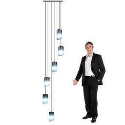 Lustre para Sala Cúpula Fumê 6 Lâmpadas Pé Direito Alto - 2