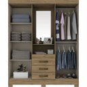 Ver imagem 2 de Guarda Roupa Casal com Espelho 4 Portas 3 Gavetas Bhappy Siena Móveis
