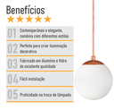 Ver imagem 5 de Pendente Bronze C/ Globo de Vidro Branco de 14cm + Led 2w