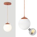 Ver imagem 1 de Pendente Bronze C/ Globo de Vidro Branco de 14cm + Led 2w