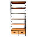 Ver imagem 2 de Estante para Livros de Madeira e Ferro com 6 Prateleiras e 2 Gavetas - Estilo Industrial