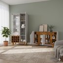 Ver imagem 3 de Kit Cristaleira Elba e Aparador Tâmisa Ripado Led Sala - Off/ Naturalle