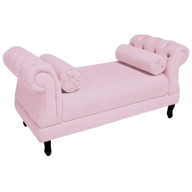 Recamier Istambul Decorativo Estofado Para Hall de Entrada 195 cm Corano Rosa Bebe - DL Decor