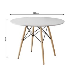 Mesa Dkr Eiffel Redondo Tampo de Madeira 90cm Branco - Cor: Marrom - 2