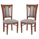 Ver imagem 1 de Kit 2 Cadeiras Estofada Munike 50 x 102 Cm Madeira Maciça Imbuia Linho Cinza L55 - RMI