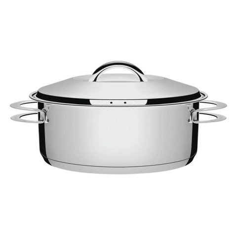 Caçarola Tramontina Solar Rasa em Aço Inox Fundo Triplo com Tampa e Alças 28 Cm 7,1 L Tramontina