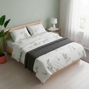 Ver imagem 2 de Jogo de Cama Lençol Casal Branco com Flores Verde 4 Peças