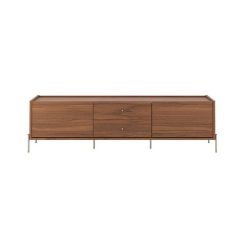 Rack Jasper 220 Cm 2 Gavetas e 2 Porta Sala Estar Cômoda - Canella com Champanhe