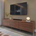 Ver imagem 2 de Rack Jasper 220 Cm 2 Gavetas e 2 Porta Sala Estar Cômoda - Canella com Champanhe